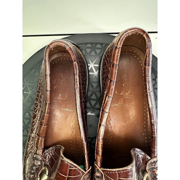 Allen Edmonds Loafers Shoes Mens 8.5D Brown Leather Grand Cayman Horse Bit Croc main image 11